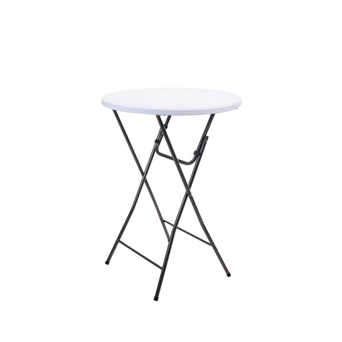 Pro Garden Inklapbare Statafel - dia 80cm x110cm - Grijs metalen poot - Wit kunststof blad
