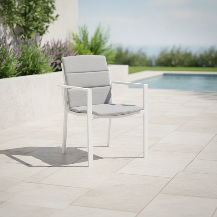 Hamilton Bay Outdoor Hamilton Bay Cosmo armchair full aluminum white + water repellent kussen light grey