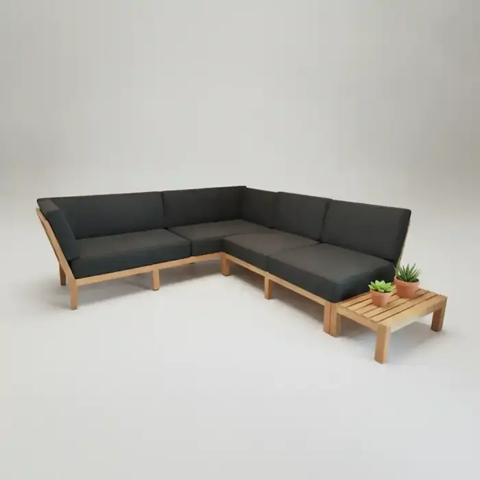 Hamilton Bay Outdoor Hamilton Bay Dynamo lounge corner 3-piece teak + cushions black