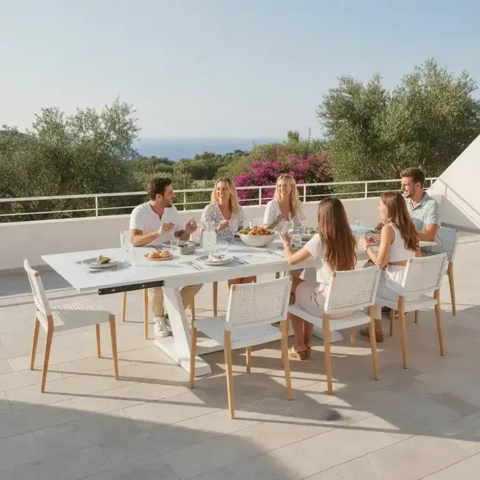 Proloisirs Proloisirs AMBER extension table 180/230/280 CM WHITE - CALACATTA CERAMIC TOP