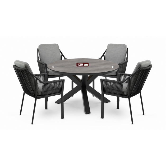 Tierra Outdoor Tierra Outdoor 5-piece garden set with 4 Liv armchairs Charcoal and a forest table 120cm