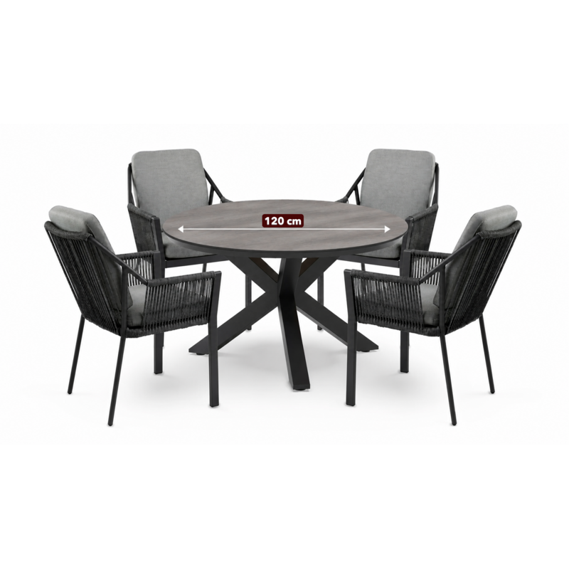 Tierra Outdoor Tierra Outdoor 5-piece garden set with 4 Liv armchairs Charcoal and a forest table 120cm