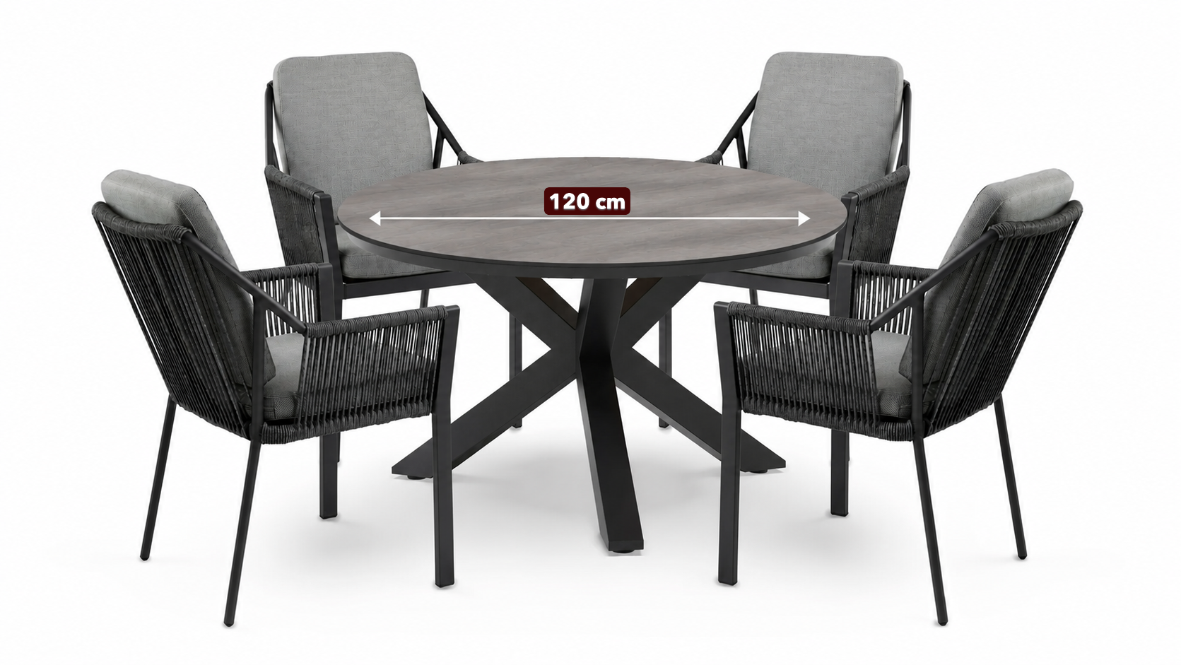 Tierra Outdoor Tierra Outdoor 5-delige tuin set met 4 Liv armchairs Charcoal en een tafel forest 120cm