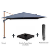 Hamilton Bay - Free arm parasol set - LEVANTO PREMIUM T2 - WOODLOOK -DARK GREY - 300x300cm + GRANITE 90kg base on wheels + cover