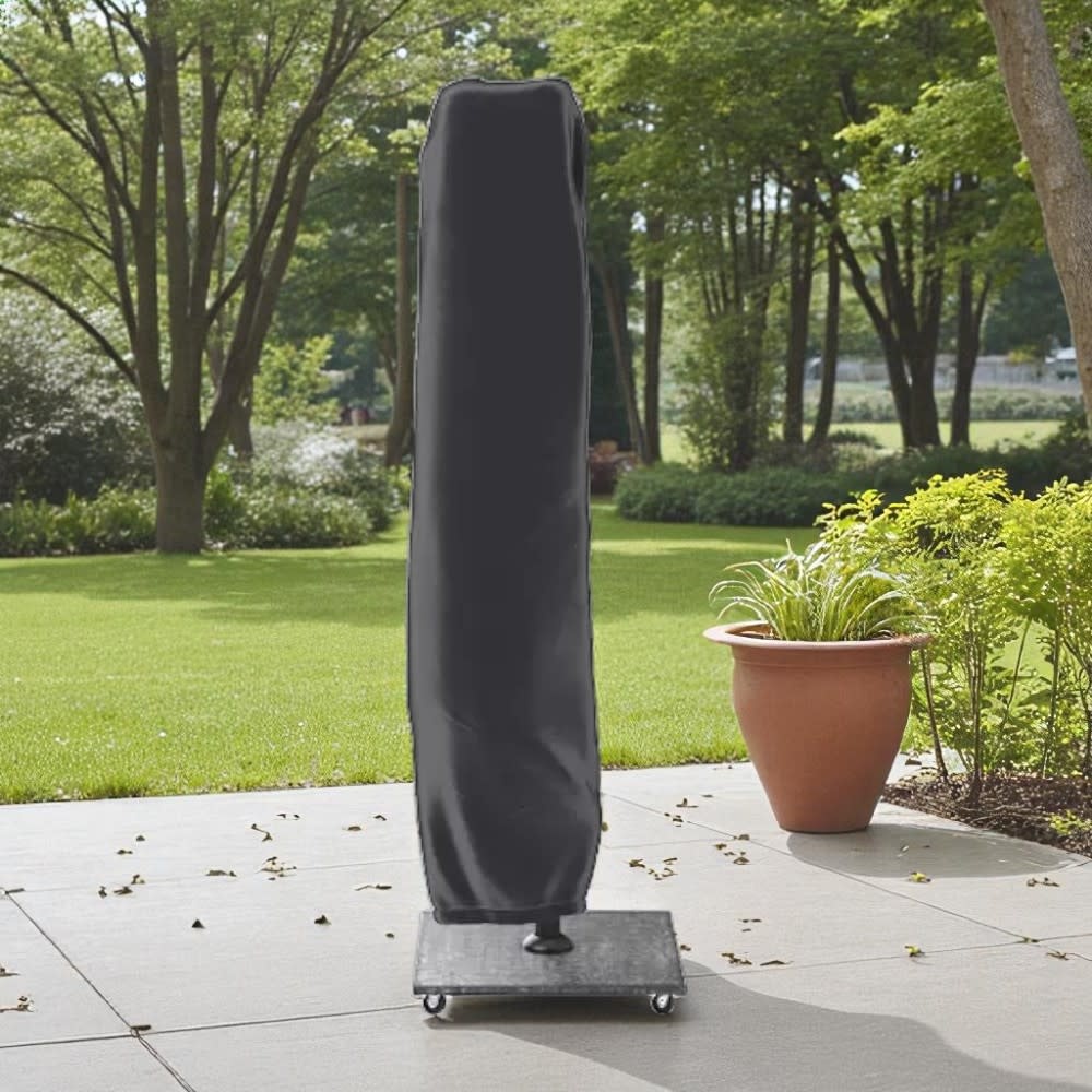 Hamilton Bay Outdoor Hamilton Bay - zweefparasol set - LEVANTO PREMIUM T2 - WOODLOOK -DARK GREY - 300x300cm + GRANITE BASE 90kg + wheels + Cover