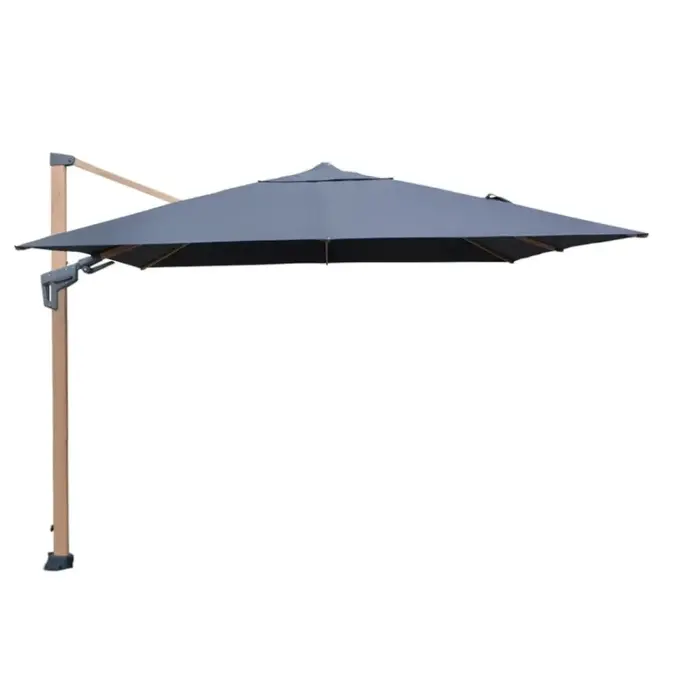 Hamilton Bay Outdoor Hamilton Bay - zweefparasol set - LEVANTO PREMIUM T2 - WOODLOOK -DARK GREY - 300x300cm + GRANITE BASE 90kg + wheels + Cover