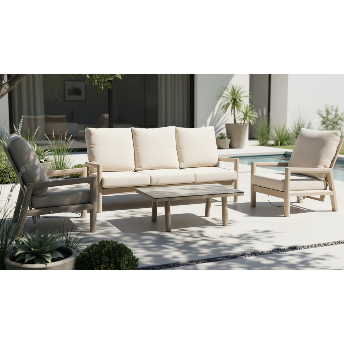 Tierra Outdoor Tierra Outdoor Sevilla Lounge Hocker Champagne - Navajo White - TO-01025