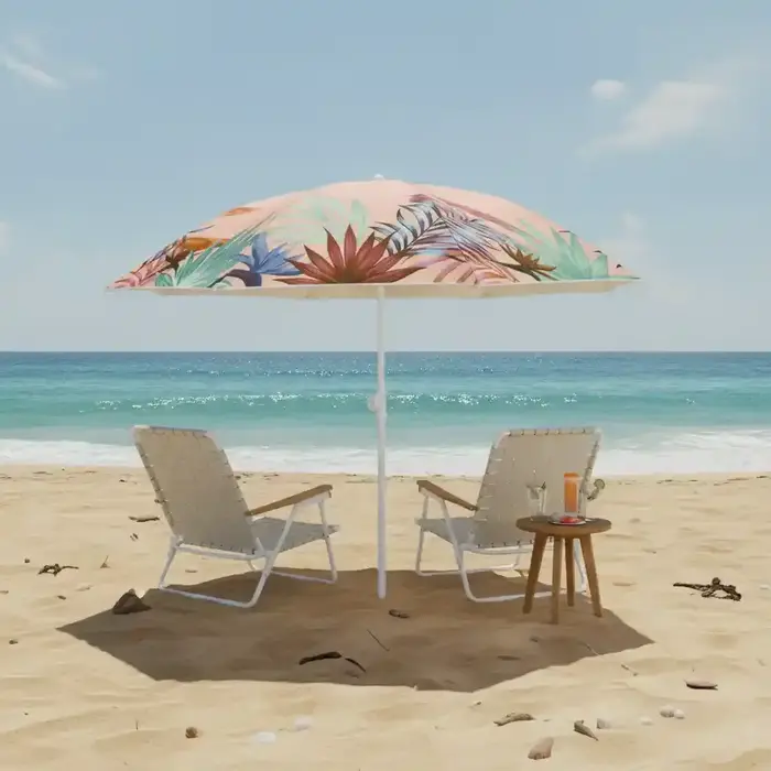 PROGARDEN Strandparasol 180cm met blad dessin
