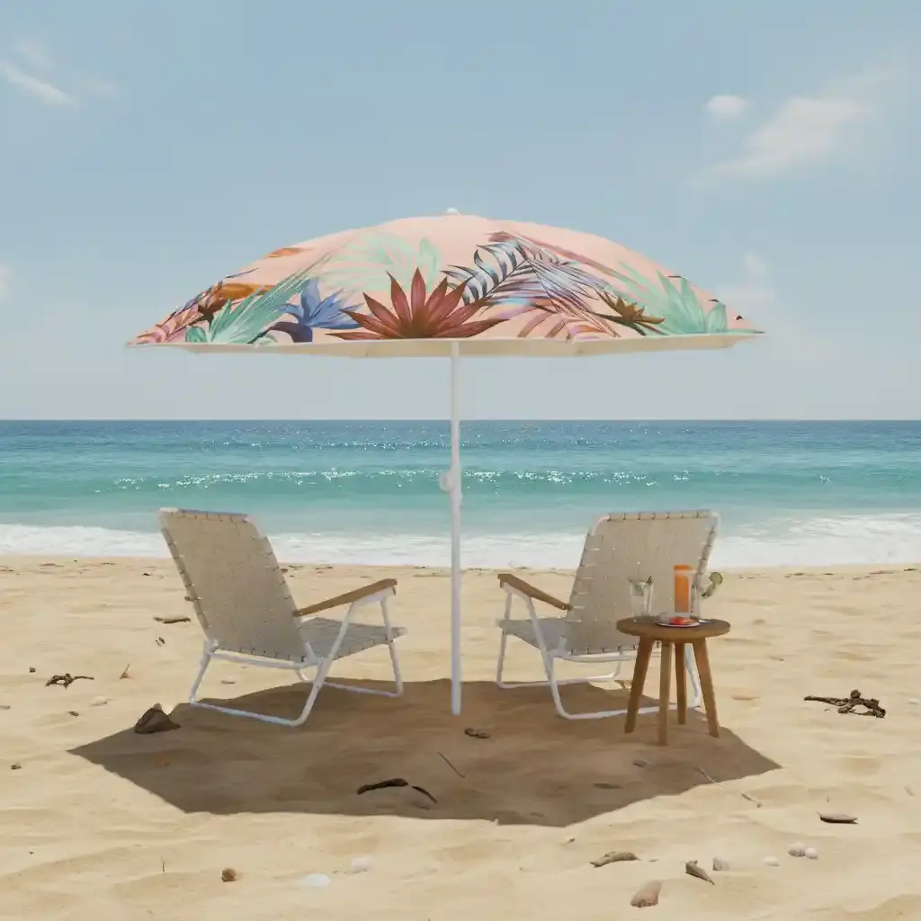 PROGARDEN Strandparasol 180cm met blad dessin