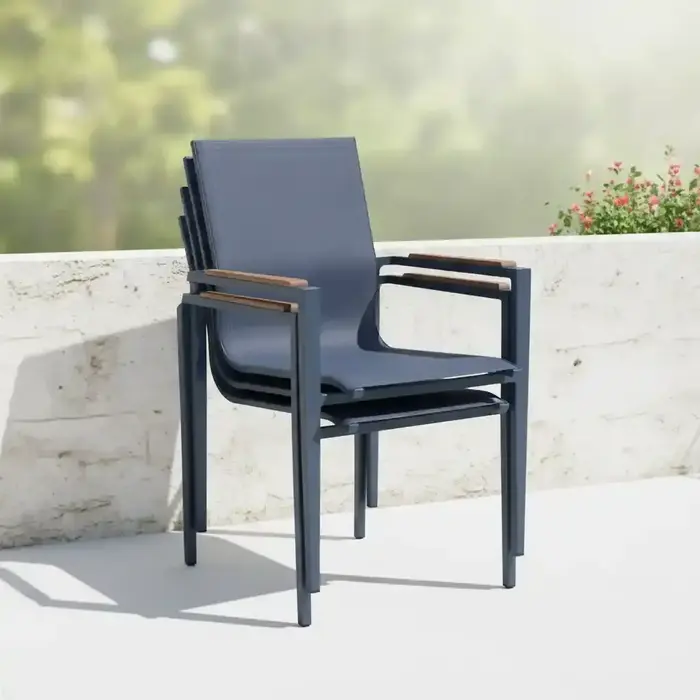 Hamilton Bay Outdoor Hamilton Bay OUTDOOR Aurora diningchair - Antraciet frame en textileen - teak armlegger