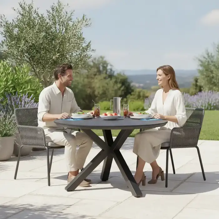 Tierra Outdoor Tierra Outdoor Orbital Dining Table 120cm round Grey - Trespa HPL top -