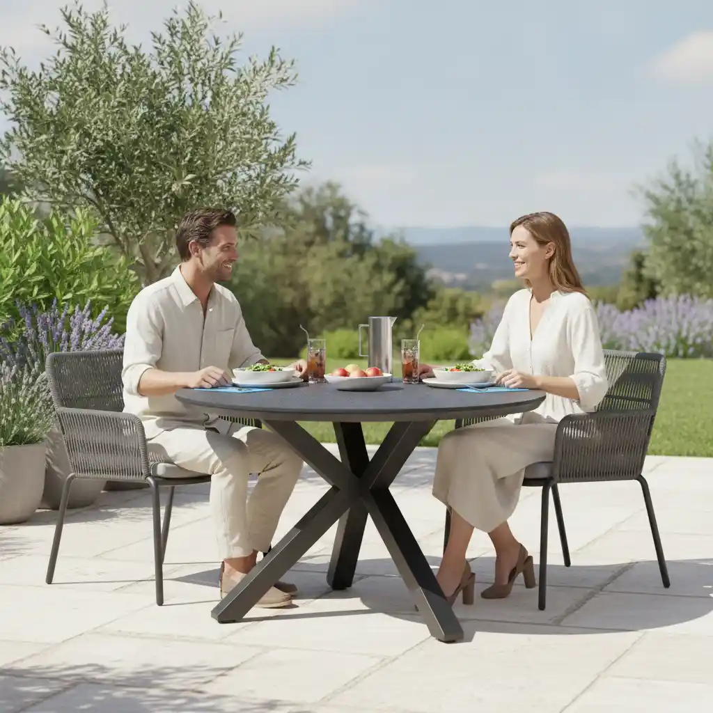 Tierra Outdoor Tierra Outdoor Orbital Dining Table 120cm round Grey - Trespa HPL top -