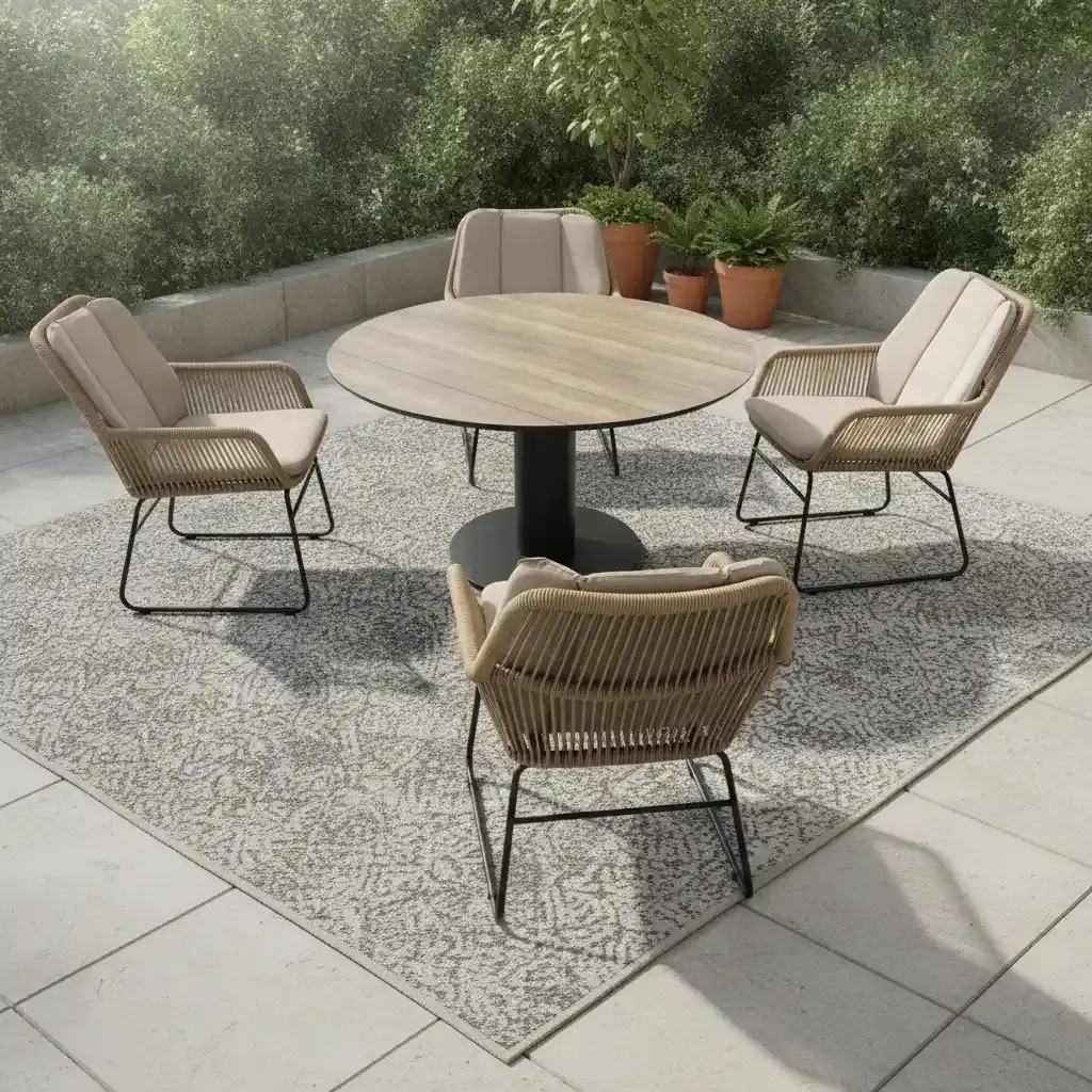 Callisto Callisto - Vigo Diningtafel 130cm round - antraciet frame - woodlook HPL top