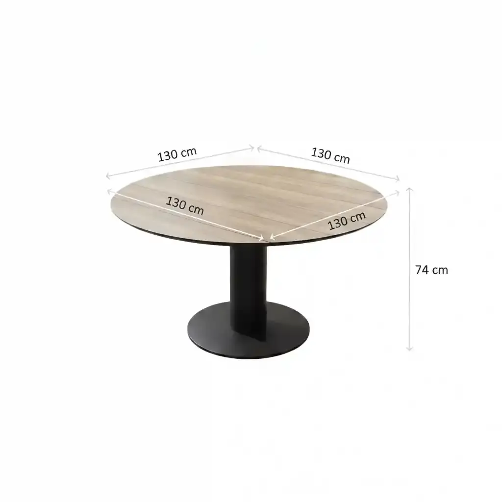 Callisto Callisto - Vigo Diningtafel 130cm round - antraciet frame - woodlook HPL top