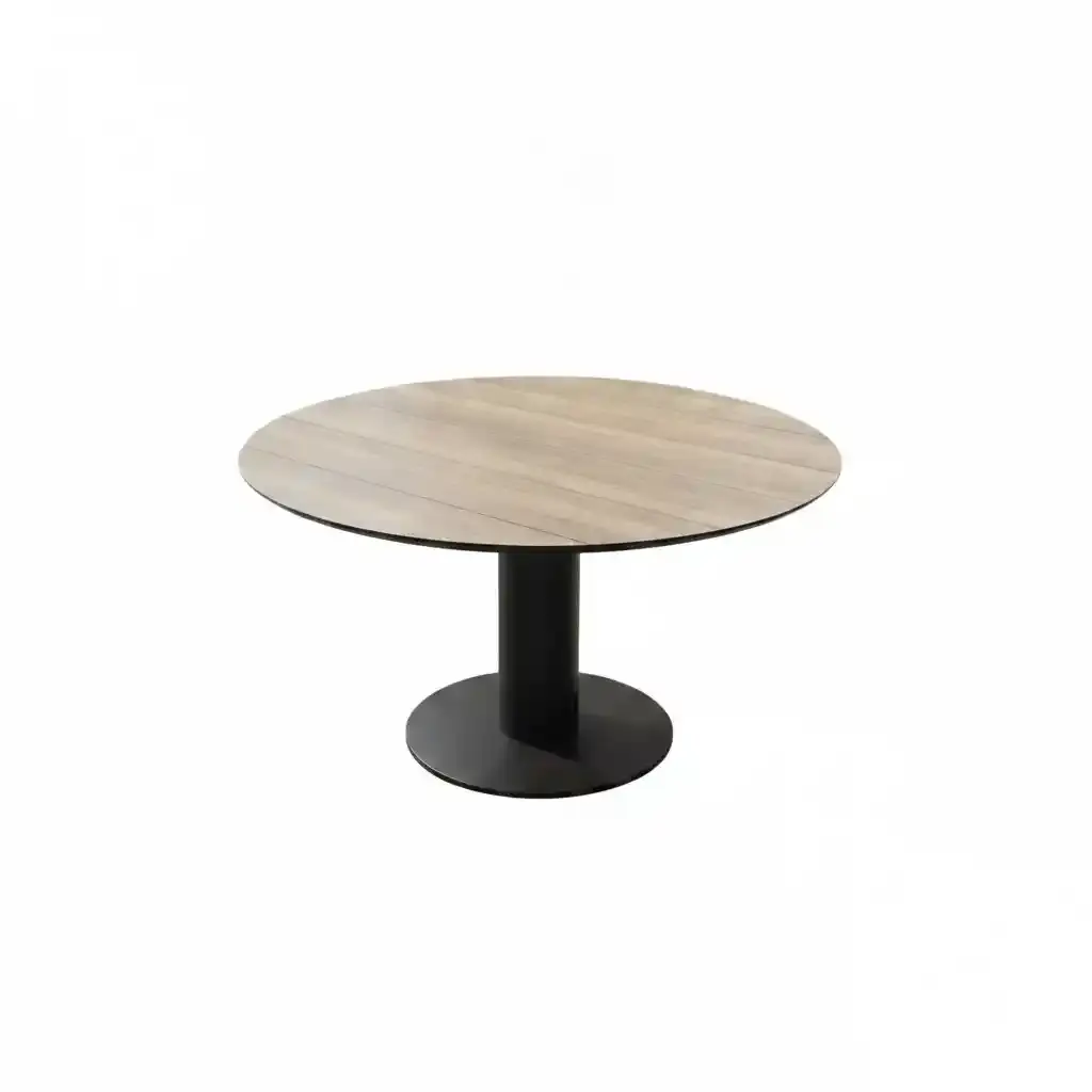 Callisto Callisto - Vigo Diningtafel 130cm round - antraciet frame - woodlook HPL top