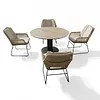 Callisto-Hamilton bay 5-delig dining set with Jazz armchairs grey-natural and Vigo table 130cm round - dark grey frame - woodlook hpl top