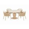 Hartman 5-delige dining set met Sevilla armstoelen Cappuccino en tafel Girona 120cm met ceramic top - Cappuccino
