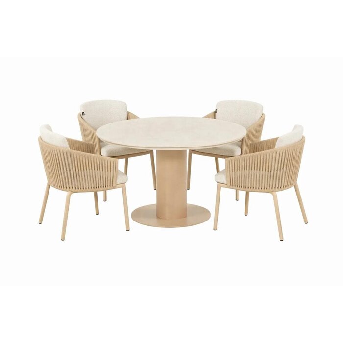 Hartman Hartman 5-delige dining set met Sevilla armstoelen Cappuccino en tafel Girona 120cm met ceramic top - Cappuccino