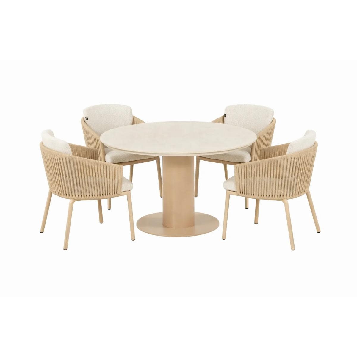 Hartman Hartman 5-delige dining set met Sevilla armstoelen Cappuccino en tafel Girona 120cm met ceramic top - Cappuccino