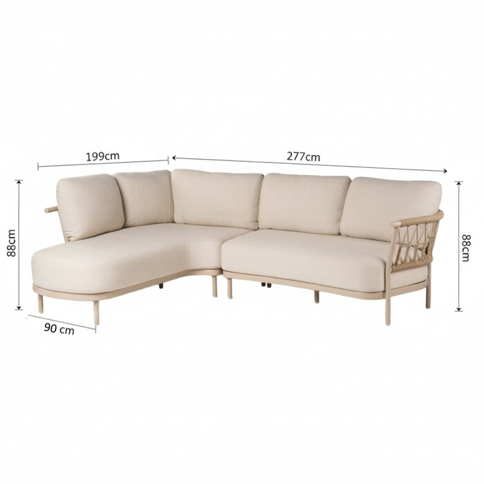 Tierra Outdoor Tierra Outdoor Fresca Lounge Set Organic Complete Right Champagne - Navajo White - 277× 199×88cm - TO-00546