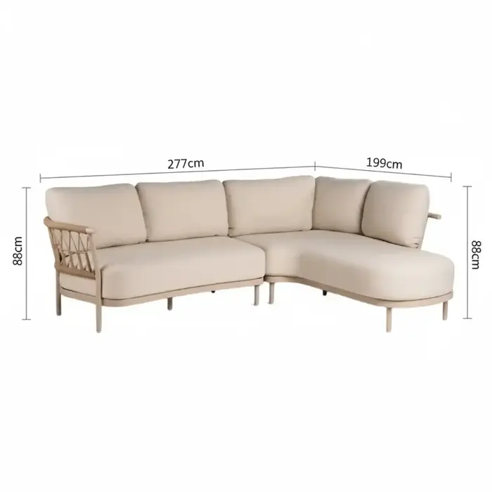 Tierra Outdoor Tierra Outdoor Fresca Lounge Set Organic Complete Left Champagne - Navajo White - 277×199×88cm - TO-00545