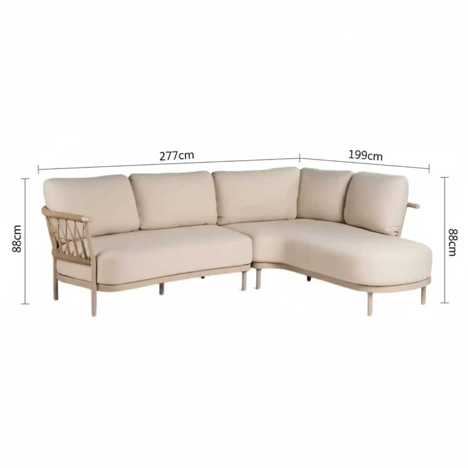 Tierra Outdoor Tierra Outdoor Fresca Lounge Set Organic Complete Left Champagne - Navajo White - 277×199×88cm - TO-00545