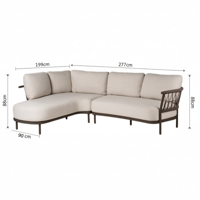 Tierra Outdoor Tierra Outdoor Fresca Lounge Set Organic Complete Right Chocolat - Dove - 277×199×88cm - TO-00550