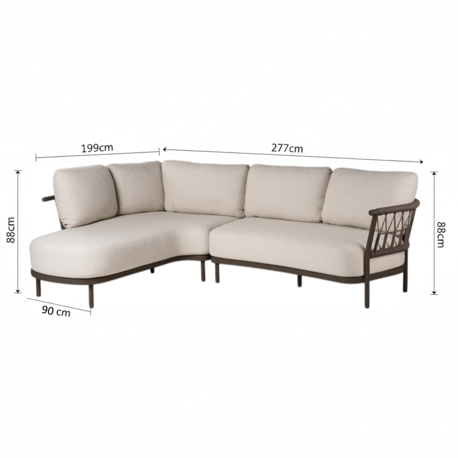 Tierra Outdoor Tierra Outdoor Fresca Lounge Set Organic Complete Right Chocolat - Dove - 277×199×88cm - TO-00550
