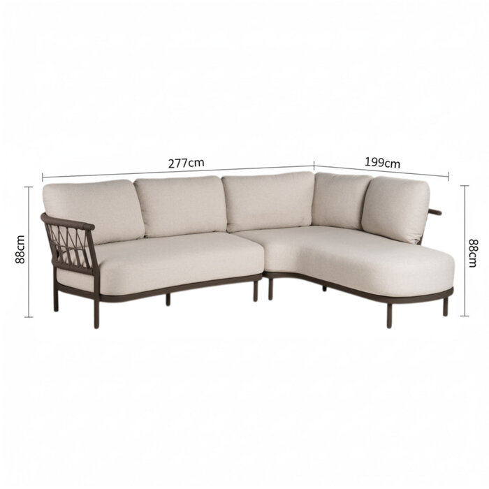 Tierra Outdoor Tierra Outdoor Fresca Lounge Set Organic Complete Left Chocolat - Dove - 277×199×88cm - TO-00549