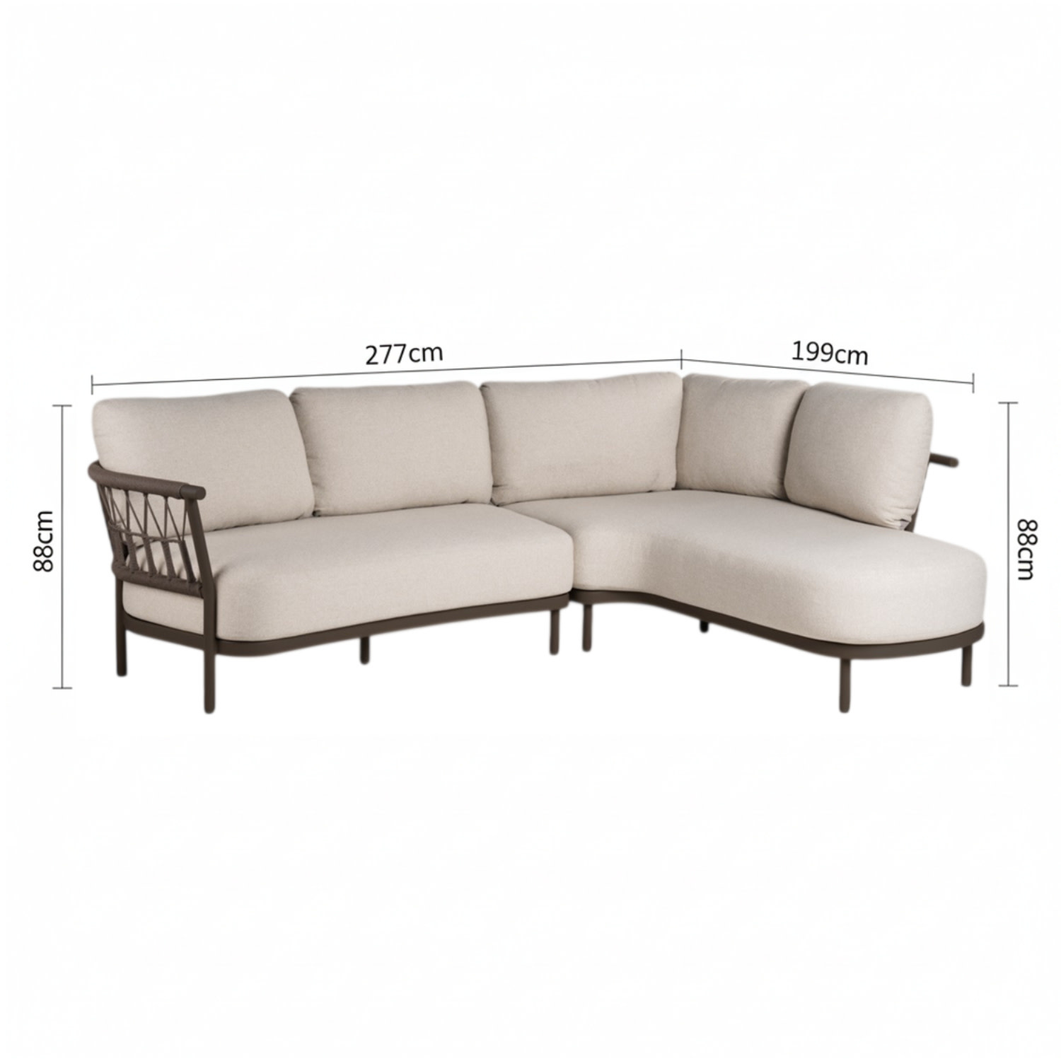 Tierra Outdoor Tierra Outdoor Fresca Lounge Set Organic Complete Left Chocolat - Dove - 277×199×88cm - TO-00549