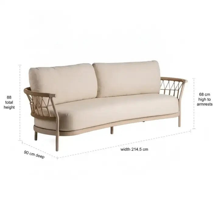 Tierra Outdoor Tierra Outdoor Fresca Lounge 3-Seater Champagne - Navajo White - 214cm - TO-00995