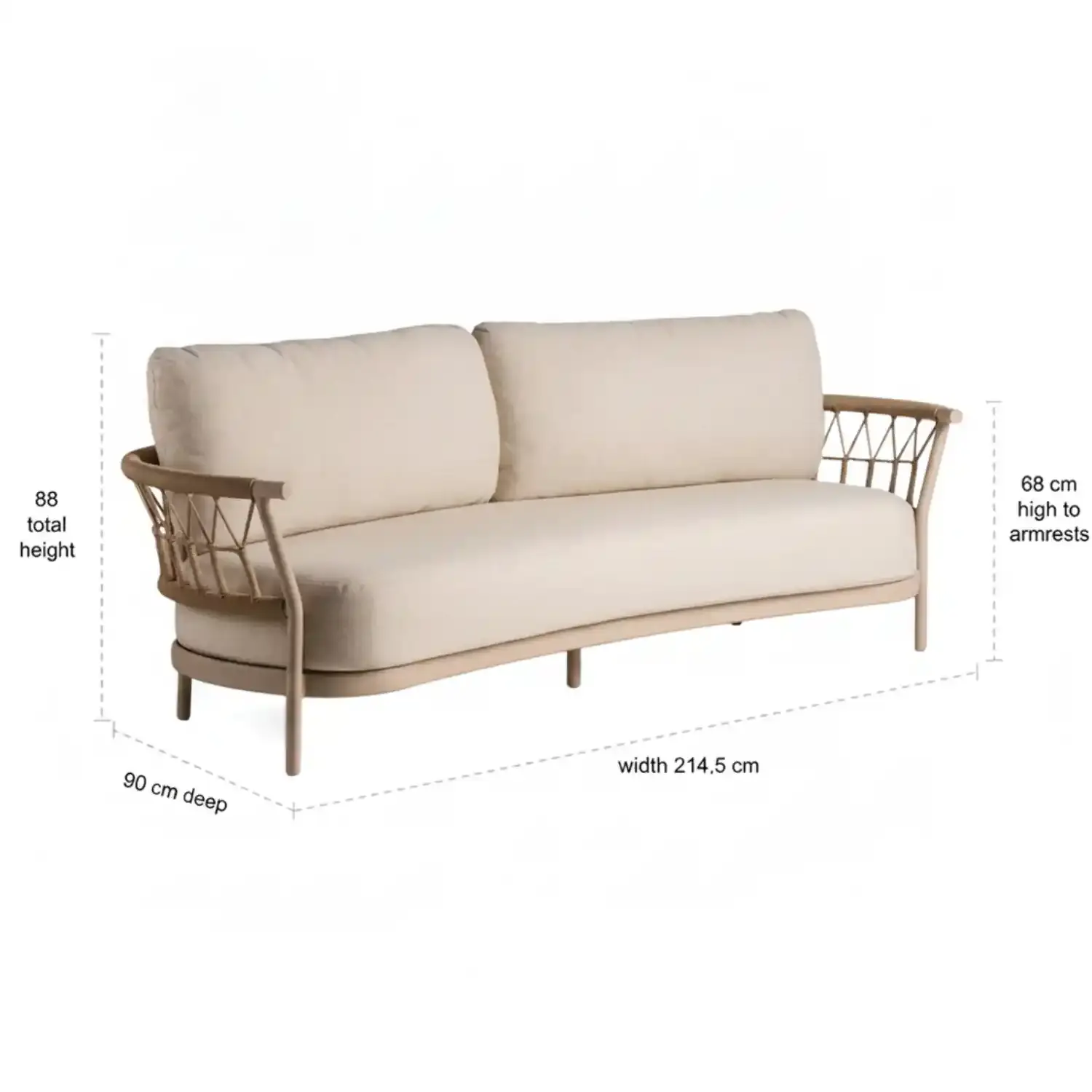 Tierra Outdoor Tierra Outdoor Fresca Lounge 3-Seater Champagne - Navajo White - 214cm - TO-00995