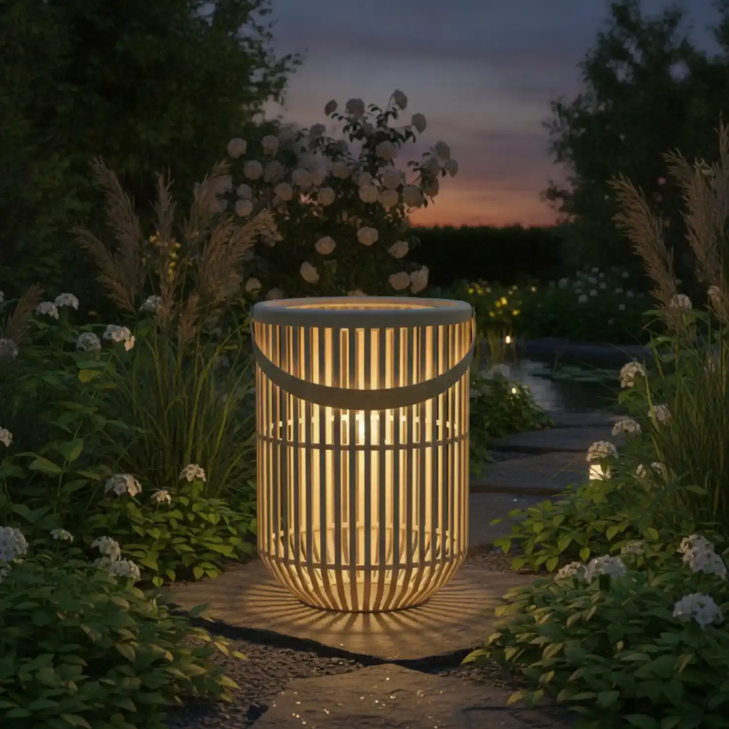 Cosi Cosimira Flare lantern, sandy beige, with solar panel and LED light; USB-C cable included.
