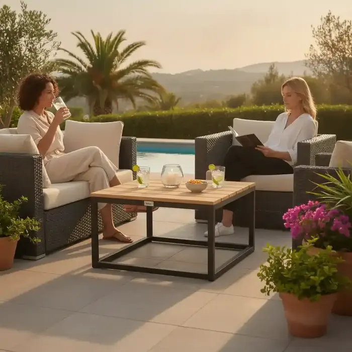 Tierra Outdoor Tierra Outdoor Rio Coffee Table M 60x60x35cm Grey -Teak - TO-6130
