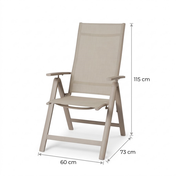 Tierra Outdoor Tierra Outdoor AVENTO recliner w. alu armrests - Champagne frame - champagne textileen