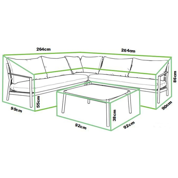 Tierra Outdoor Tierra Outdoor Protective Cover Monti Lounge Corner Set 264 × 264 × 86/38 cm