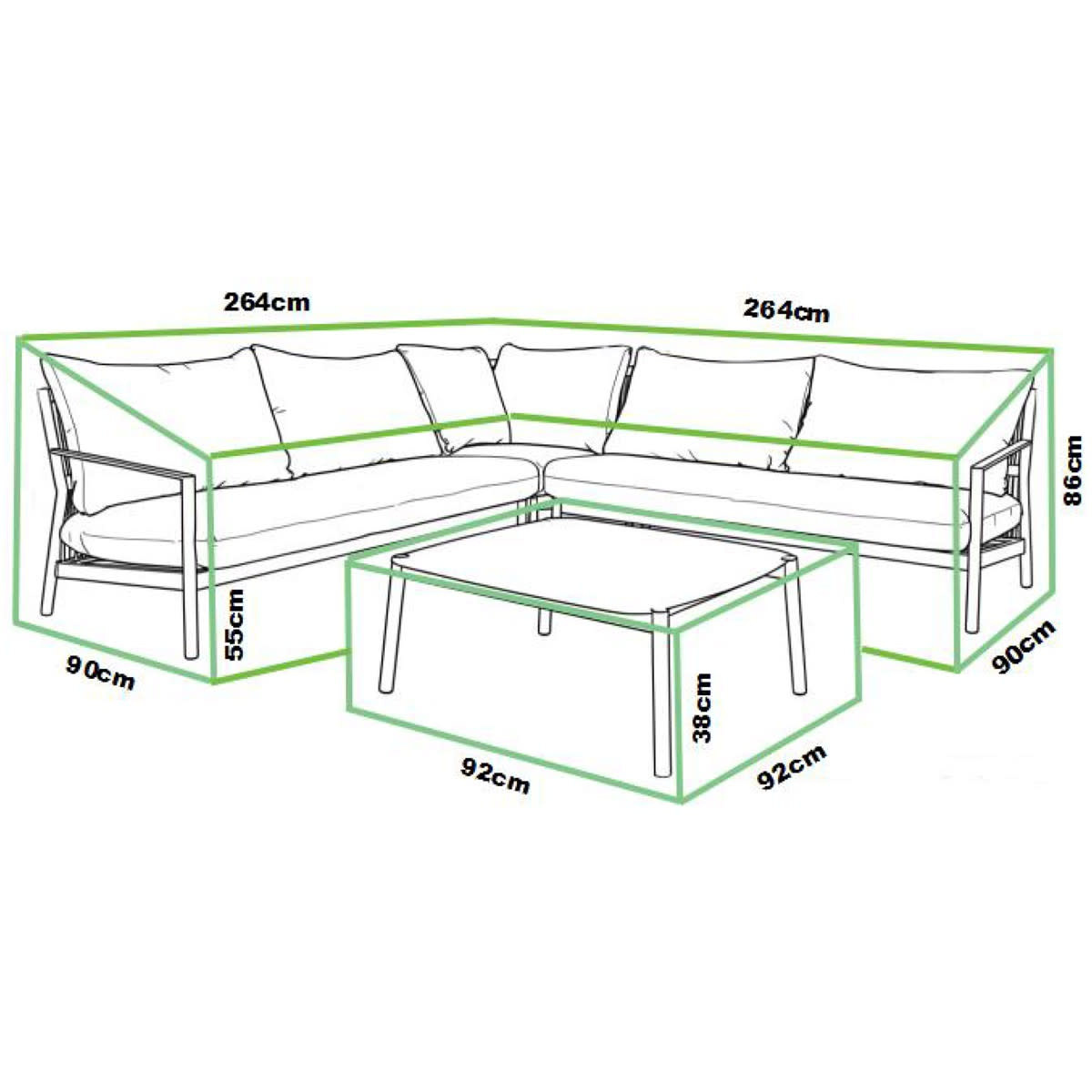 Tierra Outdoor Tierra Outdoor Protective Cover Monti Lounge Corner Set 264 × 264 × 86/38 cm