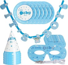 Babyshower versiering - Jongen - decoratie - blauw - 19-delige set