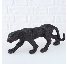 Zwarte Bagheera panter met glitters - decoratief beeld - 9 cm x 22 cm