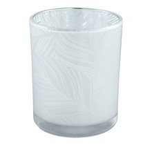 Waxinelichthouder Calathea - Theelichthouder van glas met wit met print