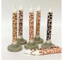 Dinerkaars Luipaard print - Dinner candles Leopard -19 cm
