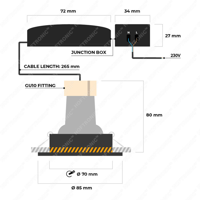 HOFTRONIC Dimbare IP65 LED inbouwspot Bari zwart