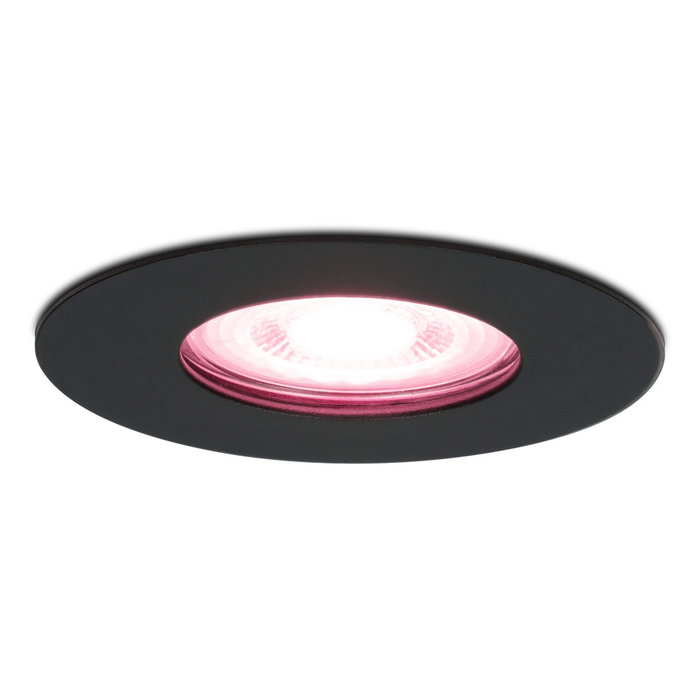 Hoftronic Smart Smart WiFi dimbare RGBWW LED inbouwspot Bari zwart GU10 5,5 Watt IP65 spatwaterdicht