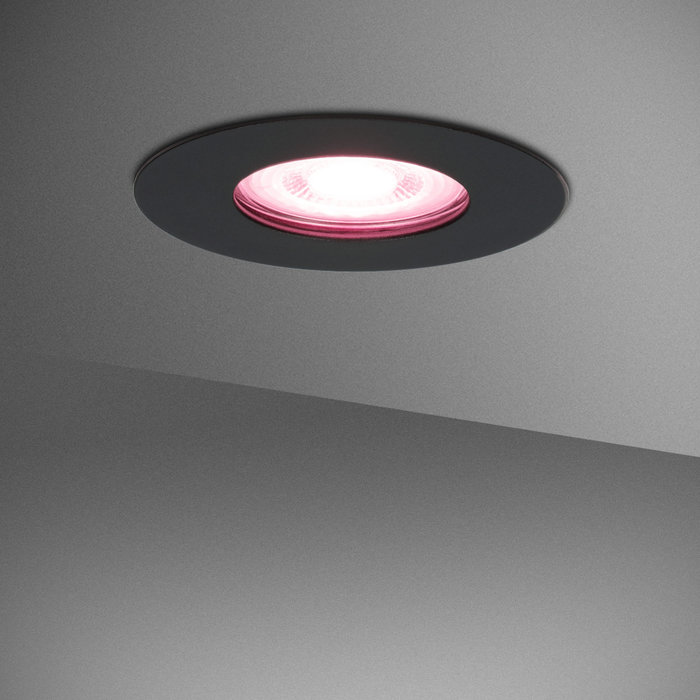 Hoftronic Smart Smart WiFi Dimmable RGBWW LED Recessed spot Bari black GU10 5,5 Watt IP65 splashproof