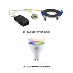 Hoftronic Smart Smart WiFi dimbare RGBWW LED inbouwspot Bari zwart GU10 5,5 Watt IP65 spatwaterdicht