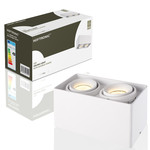 HOFTRONIC Dimbare LED opbouw plafondspot Esto Wit 2 lichts kantelbaar incl. 2x GU10 spot 5W 2700K