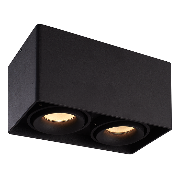 HOFTRONIC Dimmable LED surface mounted ceiling spotlight Esto 2 light 2700K GU10 Black IP20 tiltable