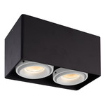 HOFTRONIC Dimbare LED Opbouwspot plafond Esto Zwart 2 lichts met 2 witte afdekringen IP20 kantelbaar excl. GU10 lichtbron