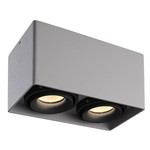 HOFTRONIC Dimbare LED Opbouwspot plafond Esto Grijs 2 lichts met 2 zwarte afdekringen IP20 kantelbaar excl. GU10 lichtbron