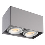 HOFTRONIC Dimmable LED surface mounted ceiling spotlight Esto Grey 2 light with 2 white bezels IP20 tiltable excl. GU10 lightsource